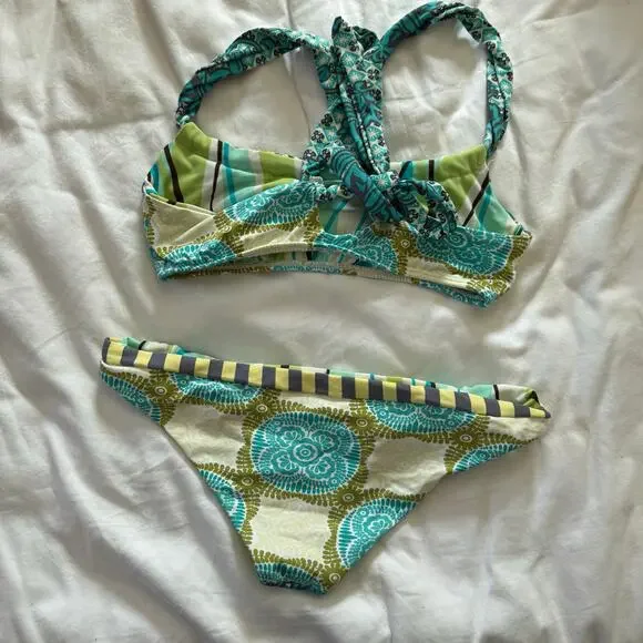 MAAJI Reversible Blue and Green Bikini Size Small comfort summer spring round - Picture 4 of 4